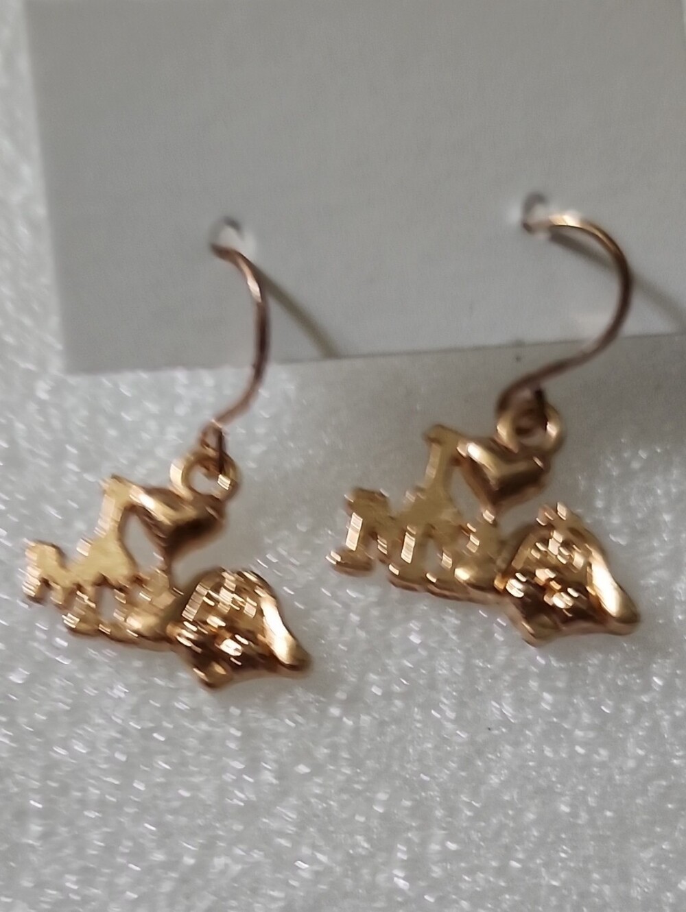 Hand Crafted Rose Gold I Heart My Dog  Drop Earrings